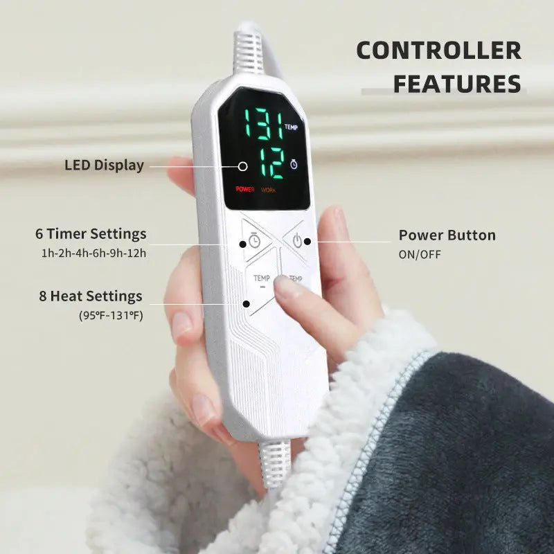 Plush heated blanket with multiple heat settings