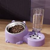 Elevated pet bowl in use with dog