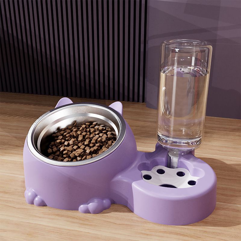 Elevated pet bowl in use with dog