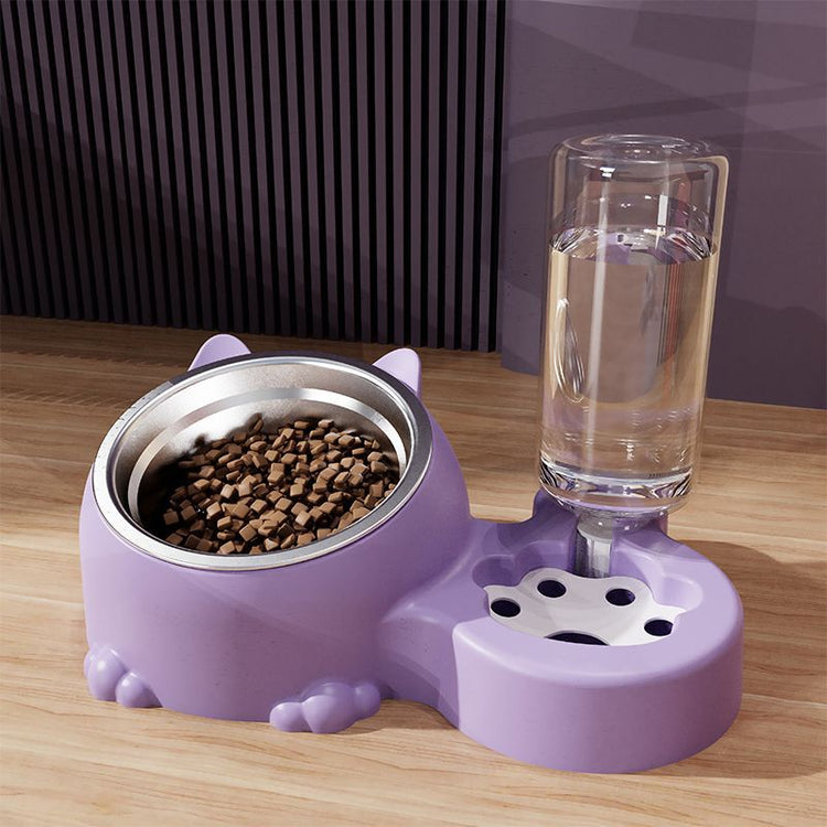 Elevated pet bowl in use with dog