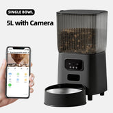 Black single-bowl smart pet feeder