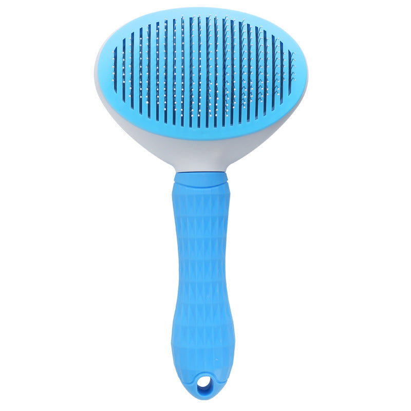Pet grooming brush retractable bristles