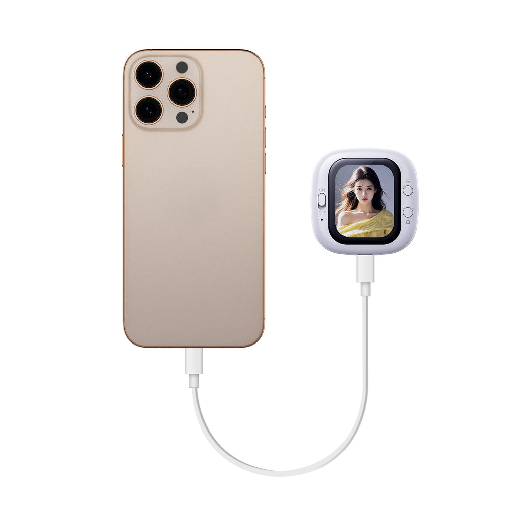 Travel-size smartphone projector in use