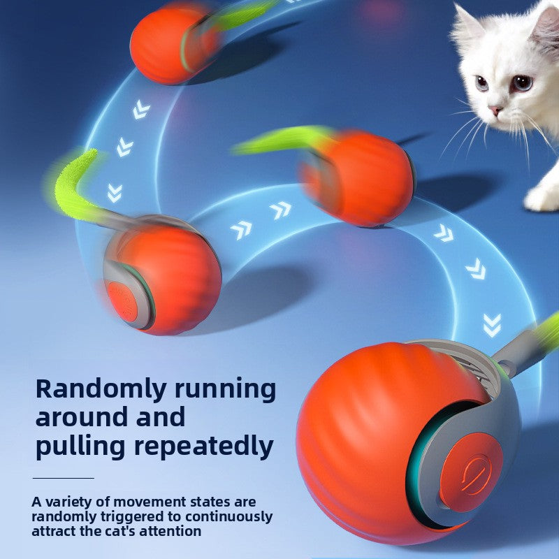 Self-rolling cat toy with auto-play motion