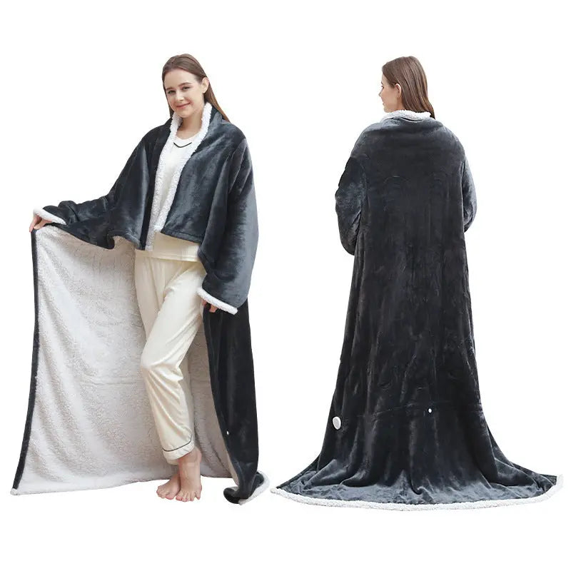 Wearable warming blanket for couch and desk
