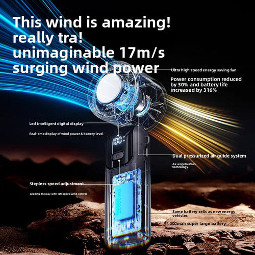 Cordless USB-rechargeable hand fan