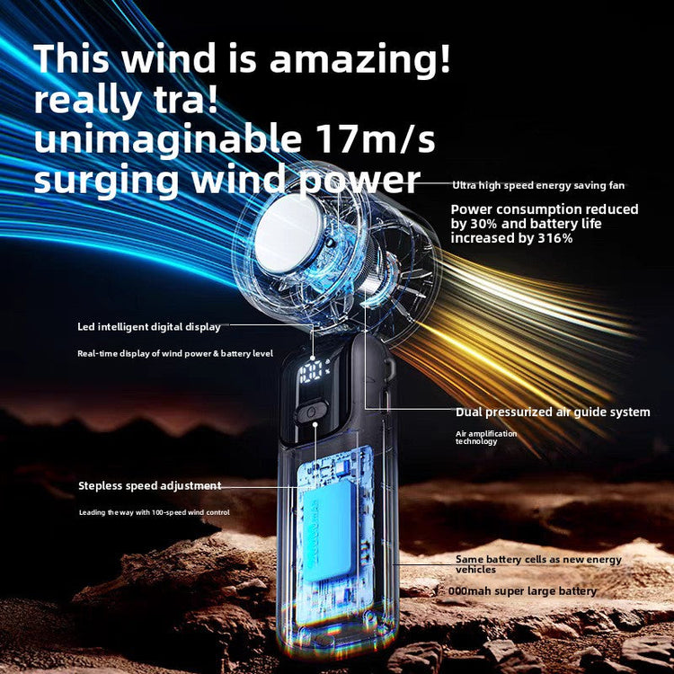 Cordless USB-rechargeable hand fan